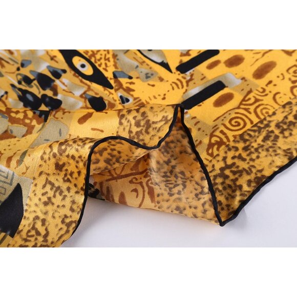 🆕Women Gold Charmeuse Satin Silk Scarf Classic Art Adele Bloch-Bauer by Klimt - Picture 6 of 6